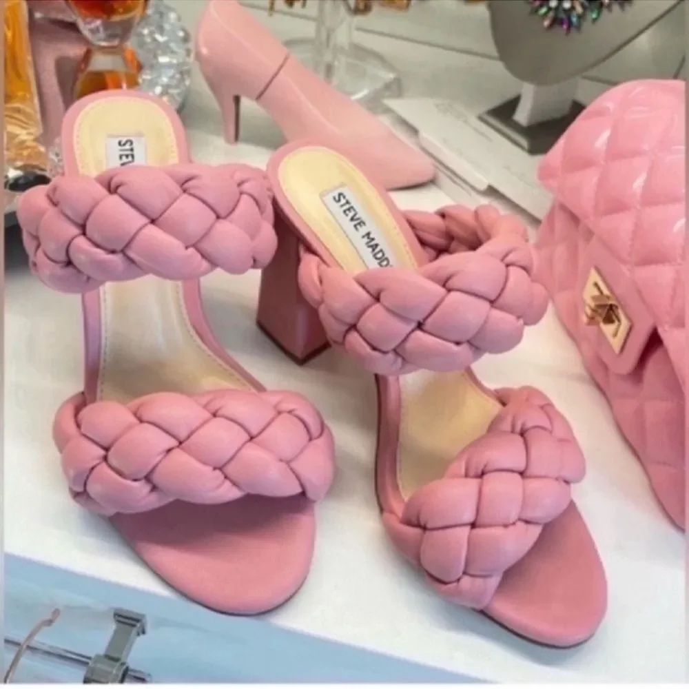 Pink Braided Women's Steve Madden Sandals #6